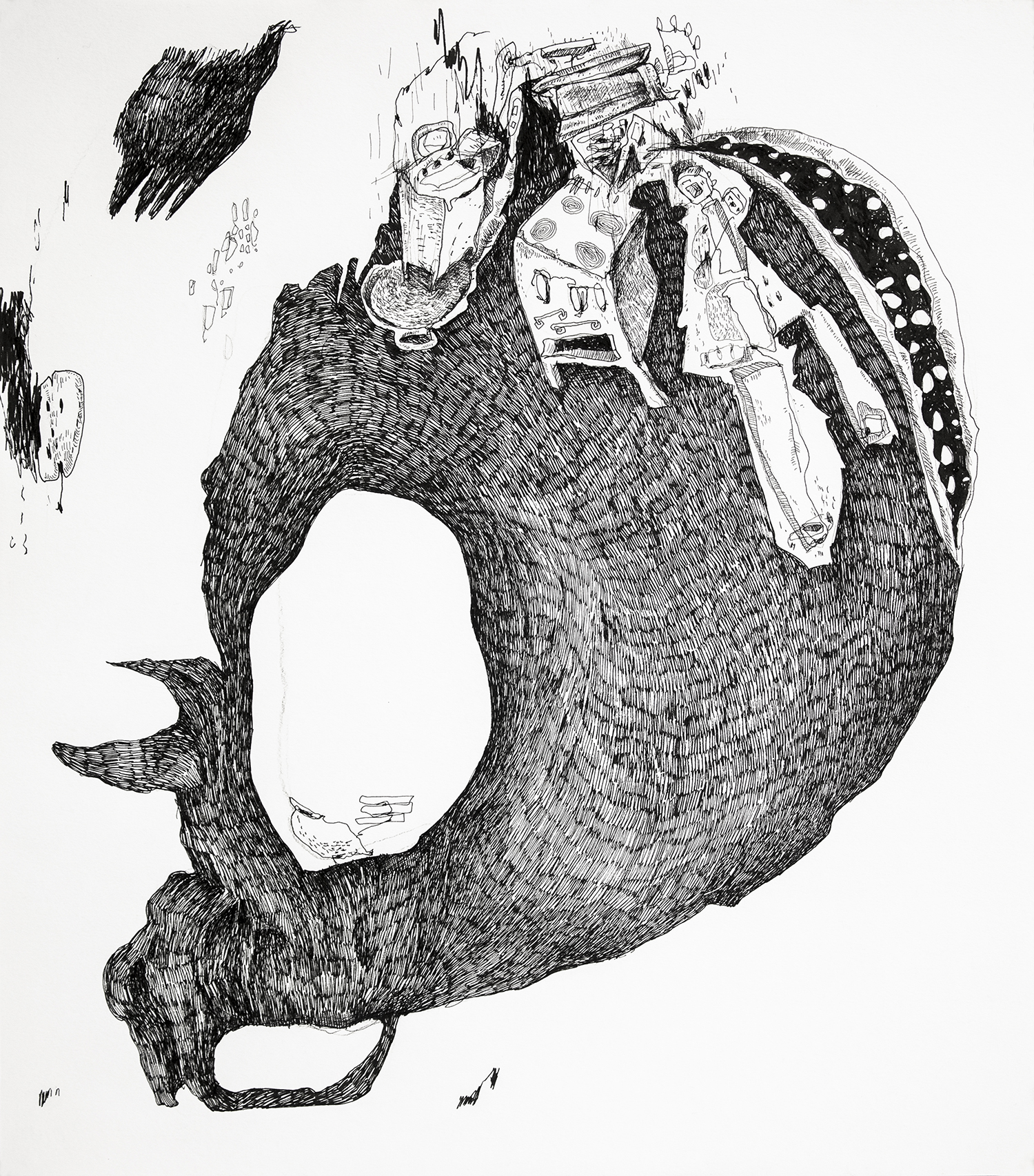 HEIDI SUIKKANEN Nimetön, 2024 Tusch & blyerts på papper 42 x 37 cm