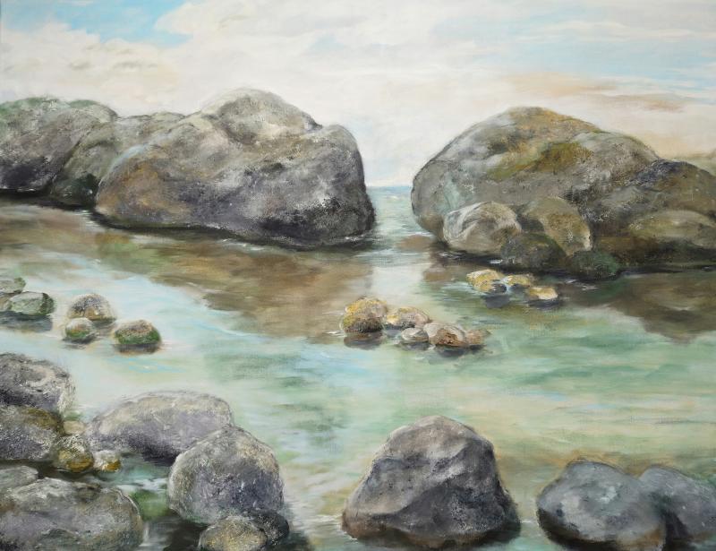 Carita Nissinen, Calm waters, akryyli, 89x116x2cm, 2024