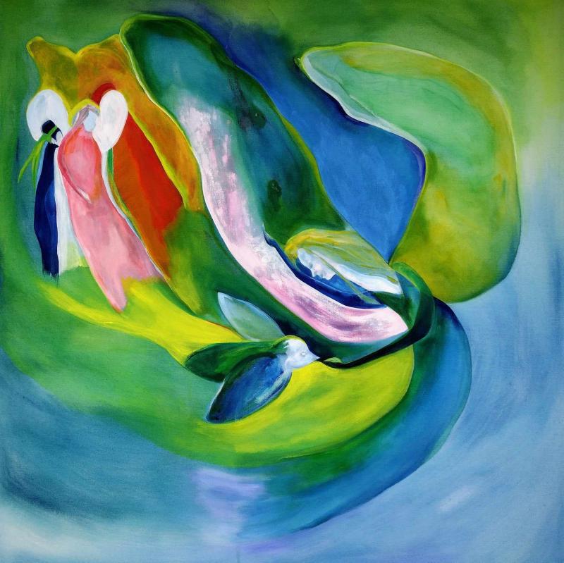 Anniina Loiske, Peace, akryyli, 106 cm x 102 cm, 2021, kuvaaja Anniina Loiske