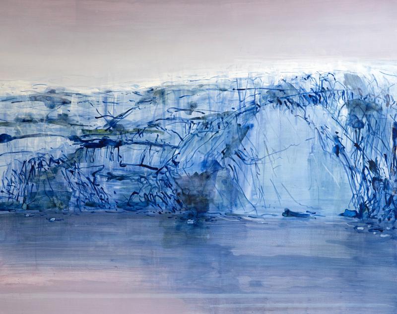 Tiina Vainio Pikkuhiljaa 2023 akryylimaalaus 100 cm x 135 cm