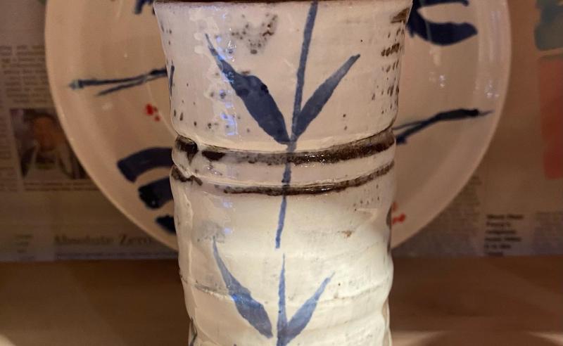 White tin glaze with cobalt blue design 