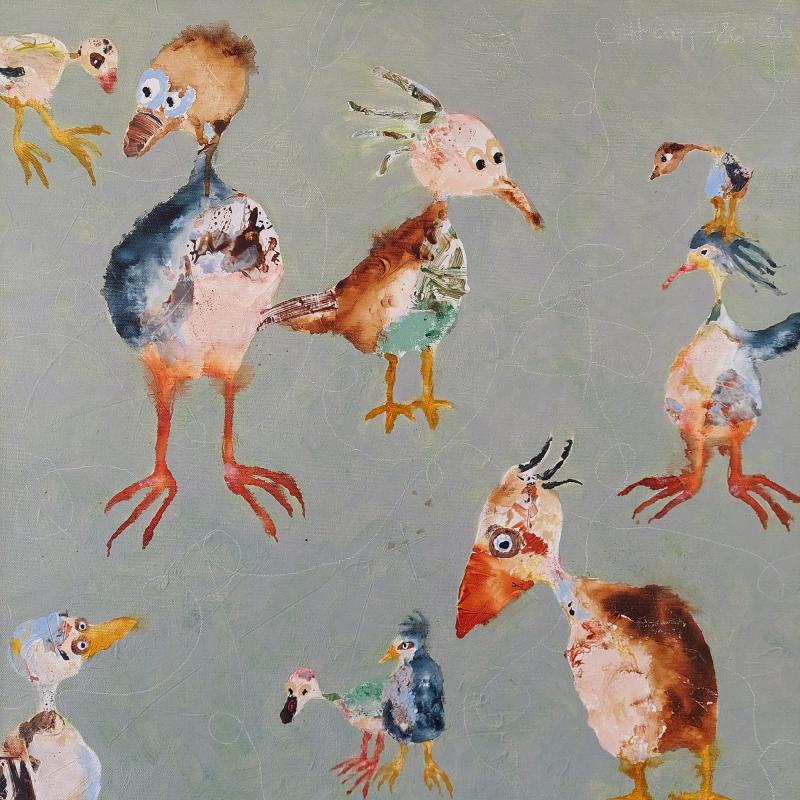 Carola Hägg, "Wordless conversation", blandteknik, 60x60 cm, 2026